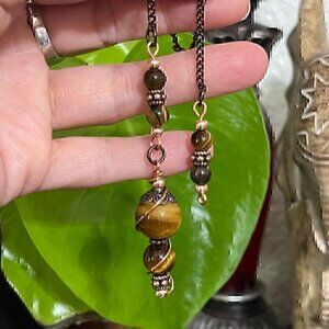 NWOT Handmade Tigers Eye Copper Dowsing Pendulum